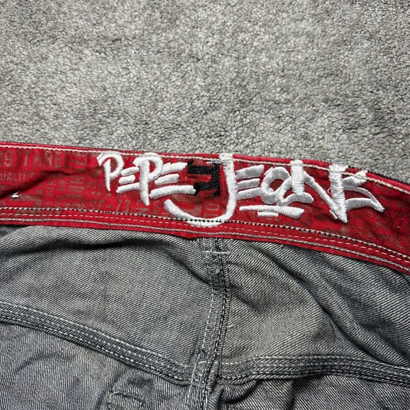 Y2K Pepe Jeans Jeans Mens 34 (fit 38x33) Faded Black Embroidery Baggy Wide Leg - Picture 8 of 16